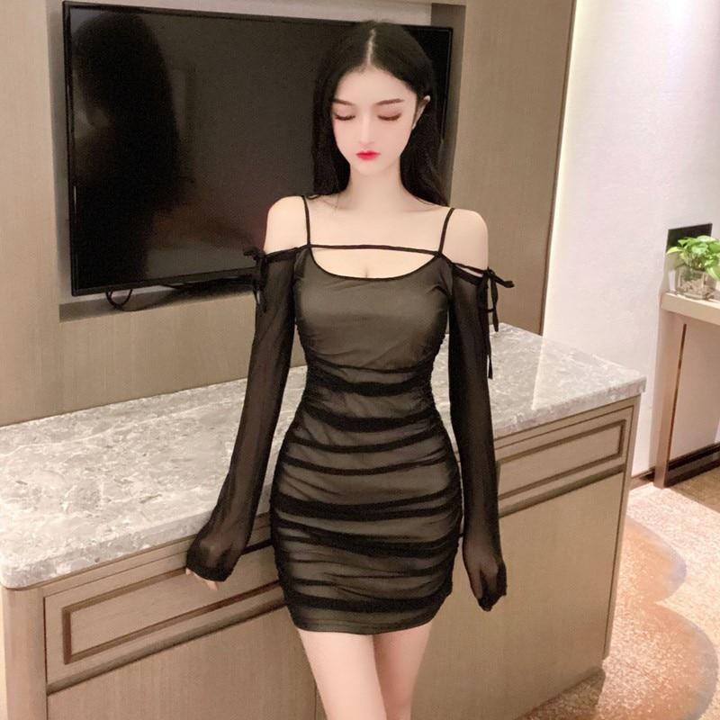Sexy Long Sleeve Mini Dress - Aesthetic Clothing