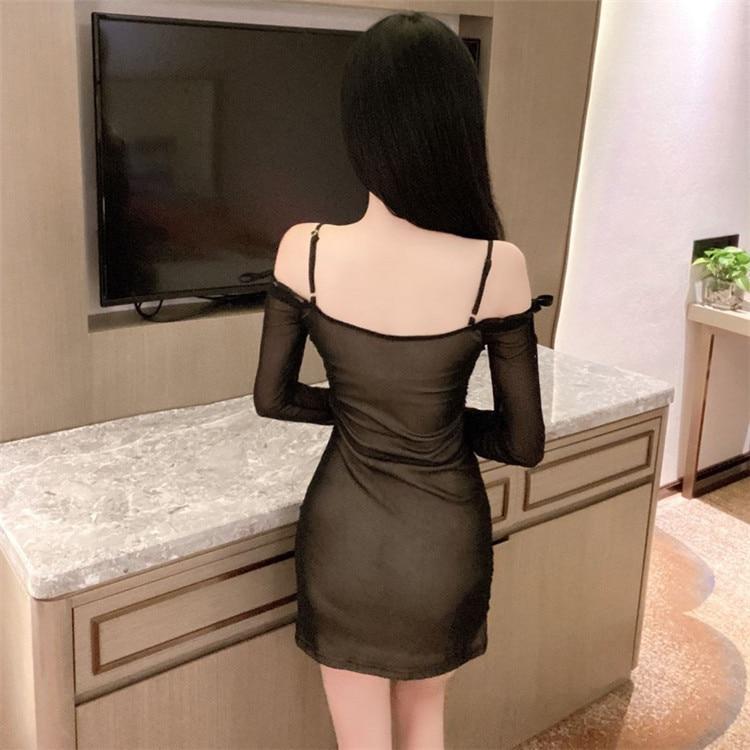 Sexy Long Sleeve Mini Dress - Aesthetic Clothing