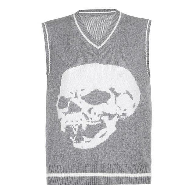 Skull Print Sweater - Aesthetic Clothing