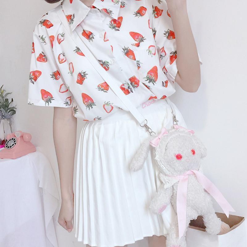 Strawberry Print Shirt - Aesthetic Clothing