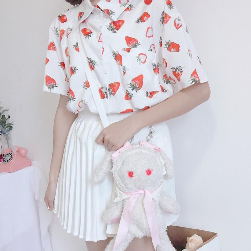 Strawberry Print Shirt – Aesthetic Clothing