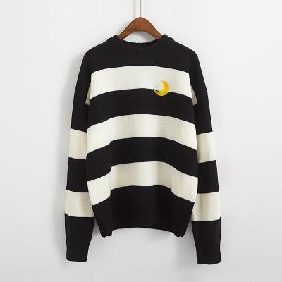 Striped Moon Sweater - Aesthetic Clothing