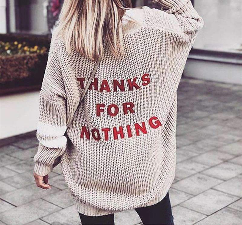 Thanks For Nothing Sweater - Aesthetic Clothing