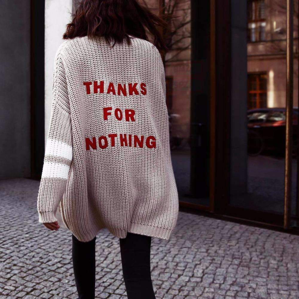 Thanks For Nothing Sweater - Aesthetic Clothing