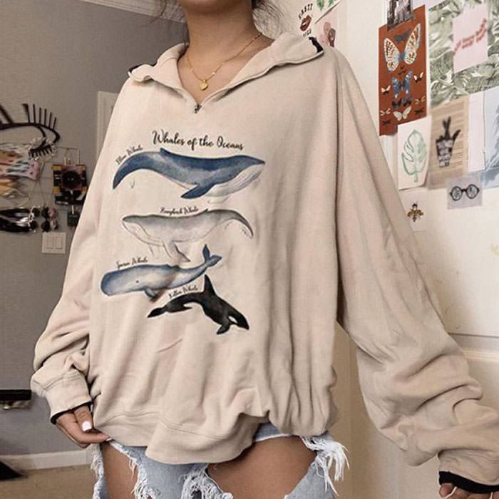 Whale Hoodie - Aesthetic Clothing