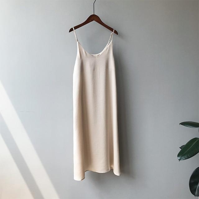 White Sleeveless Midi Dress - Aesthetic Clothing
